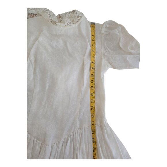 70s/80s Jessica Mcclintock Gunne Sax Creamy White Floral Print Lace Dress 8 - Picture 16 of 16